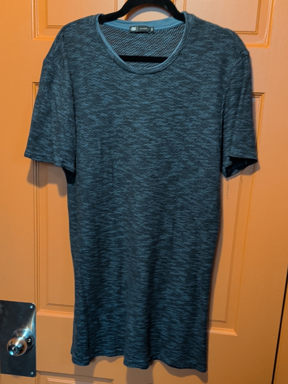 Zara Men's Short-Sleeve Textured Crewneck Tee - Dark Teal